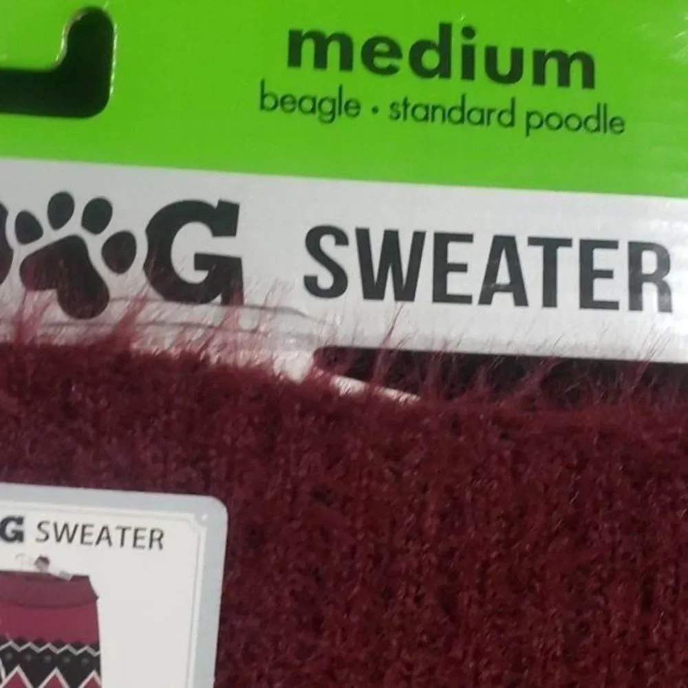 Medium knit aztec red white‎ black dog sweater